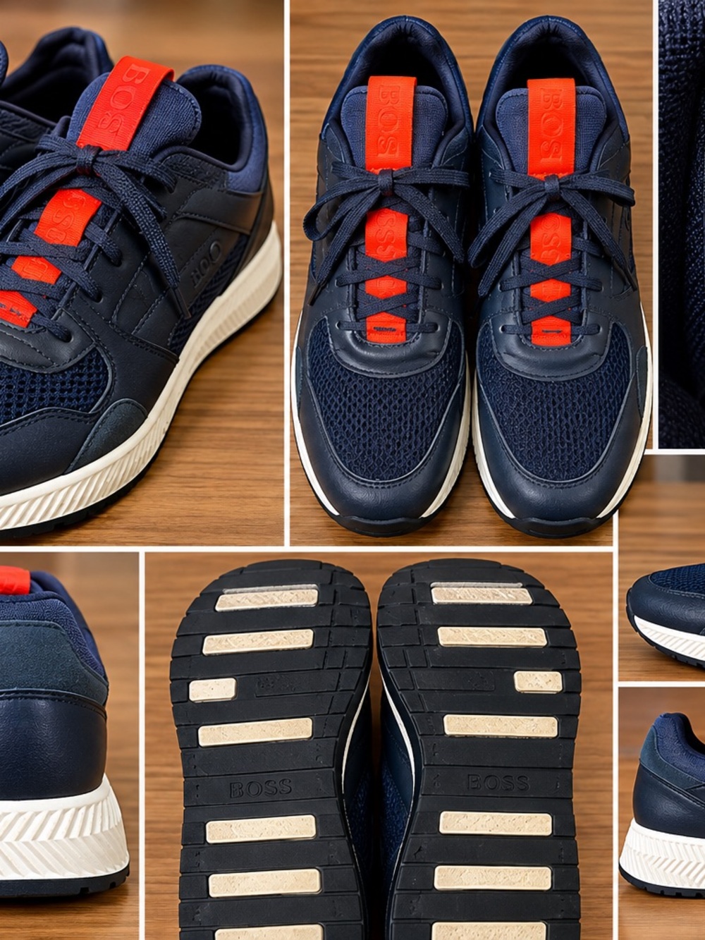 BOSS Hugo Boss Men’s Sneakers Navy Blue Orange Size EU 44 Athletic Shoes